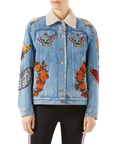 embroidered gucci|gucci embroidered denim jacket.